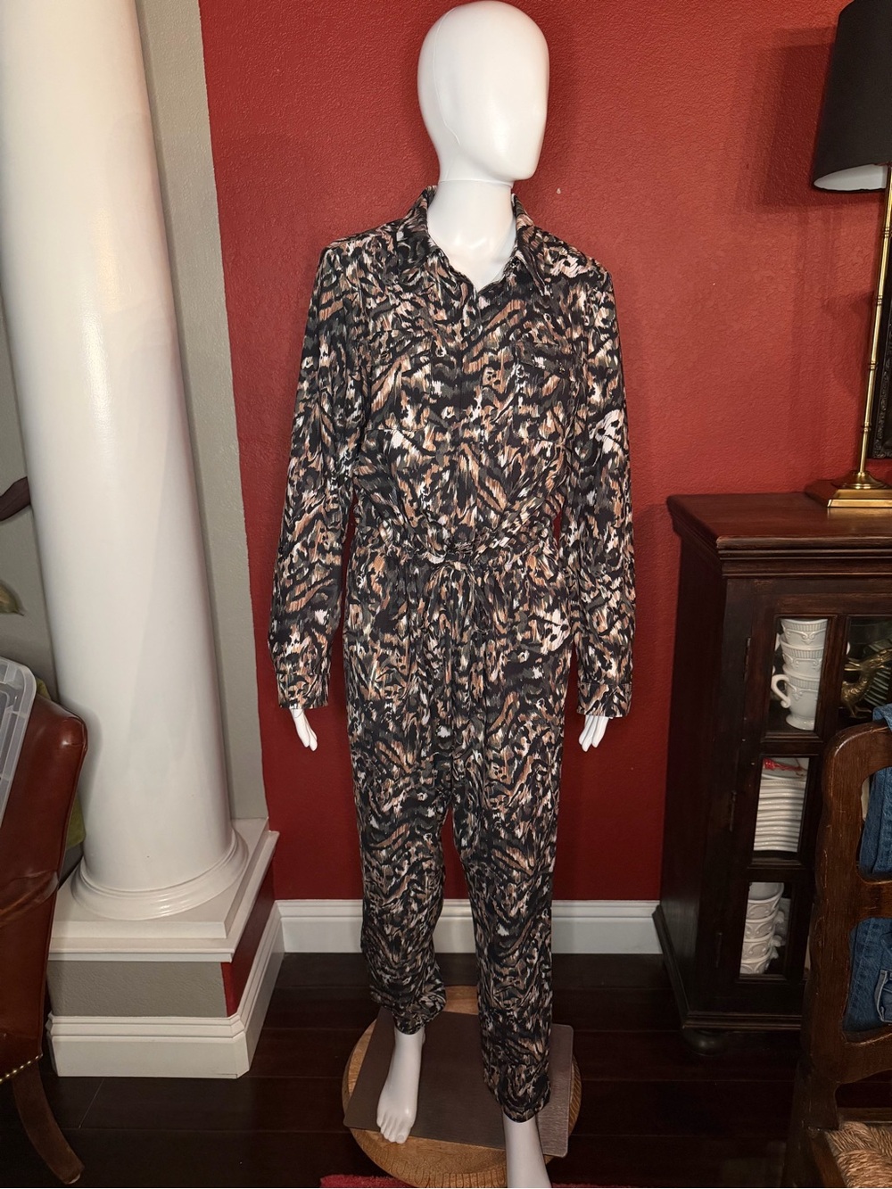 Ted Baker Verili Urban Graphic Print Utility Jumpsuit Size 3 US 8 / 10 EUC